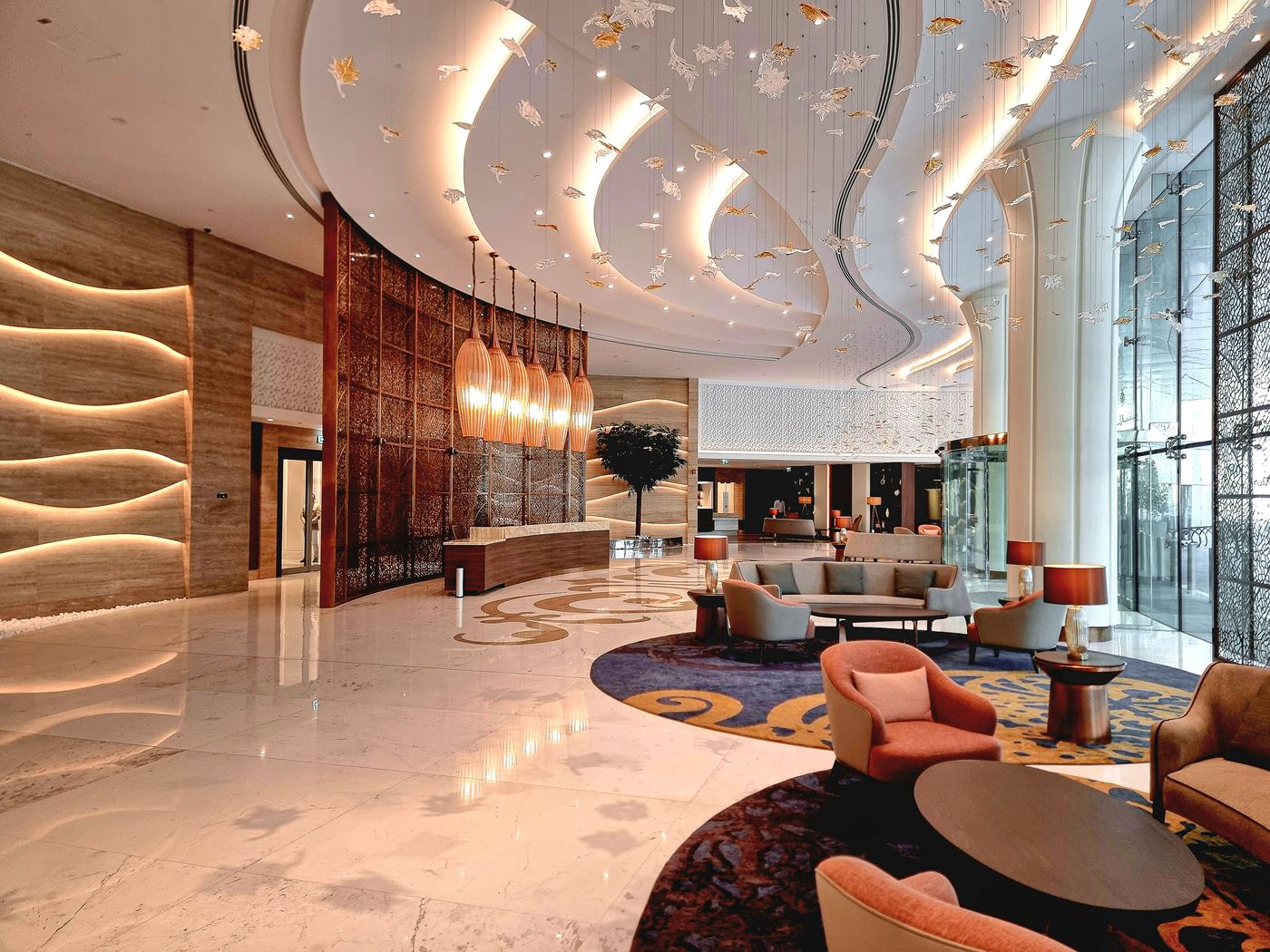 Hotel-grade lobby, Paramount Tower